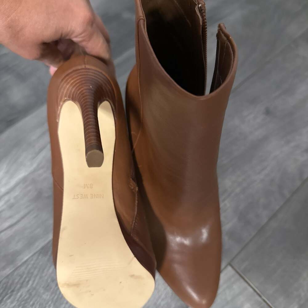 Nine West Tolate Dress Booties in Brown Leather 8 M